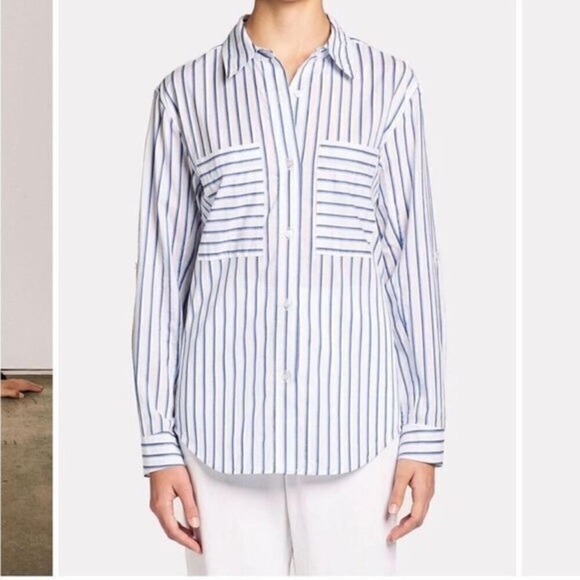 Brochu Walker Vada Blue Striped Button DownShirt  Top size Small - Picture 3 of 12